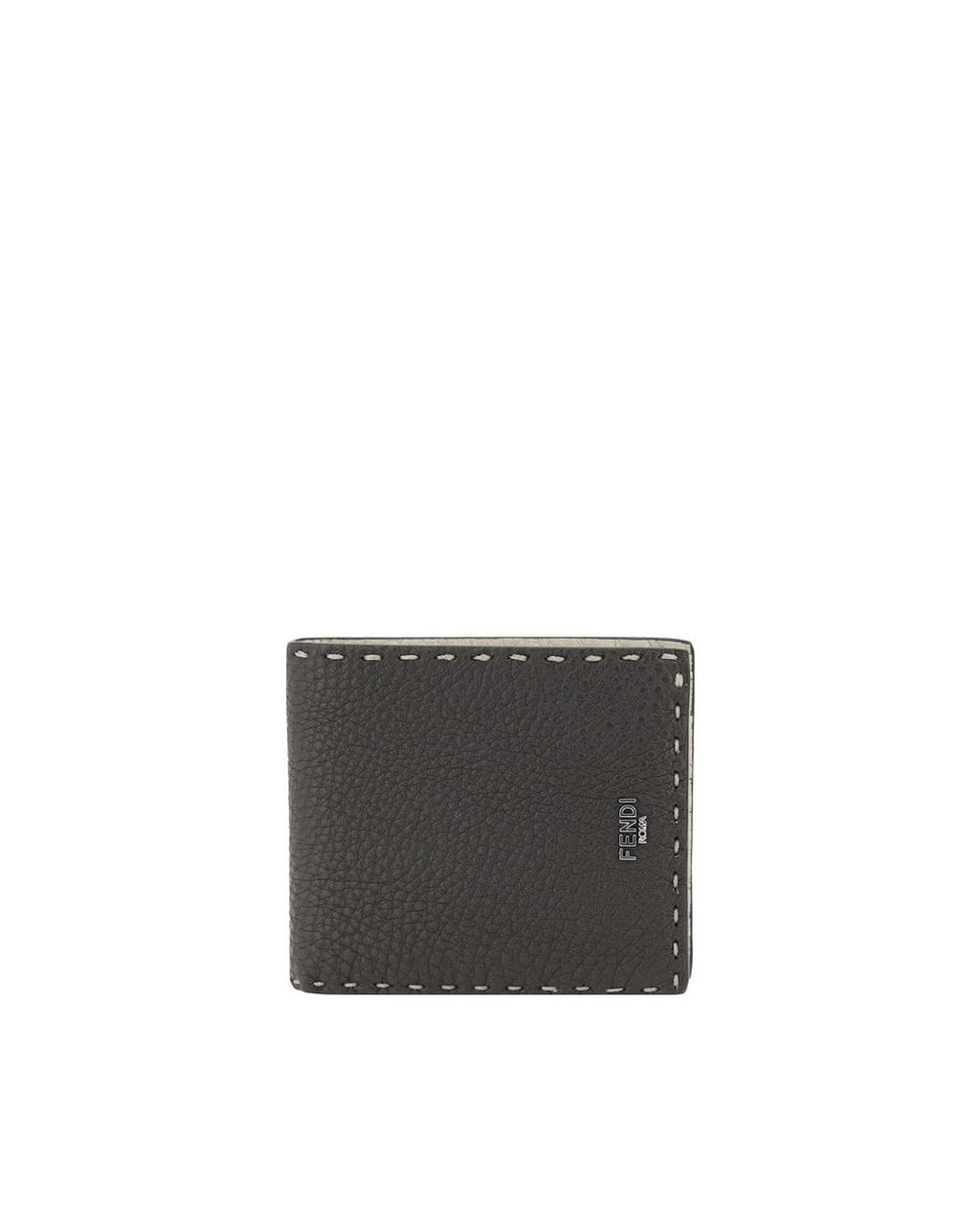 Fendi Leather Wallet with Stitching Detail Men Brown Wallets & Pouches
