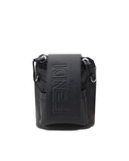 Fendi Roma Leather Bucket Bag Men Black Backpacks
