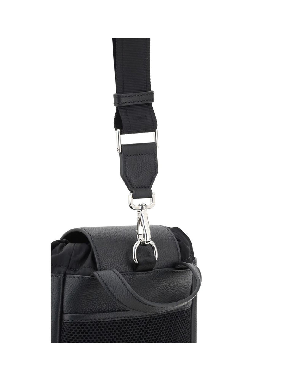 Fendi Roma Leather Bucket Bag Men Black Backpacks