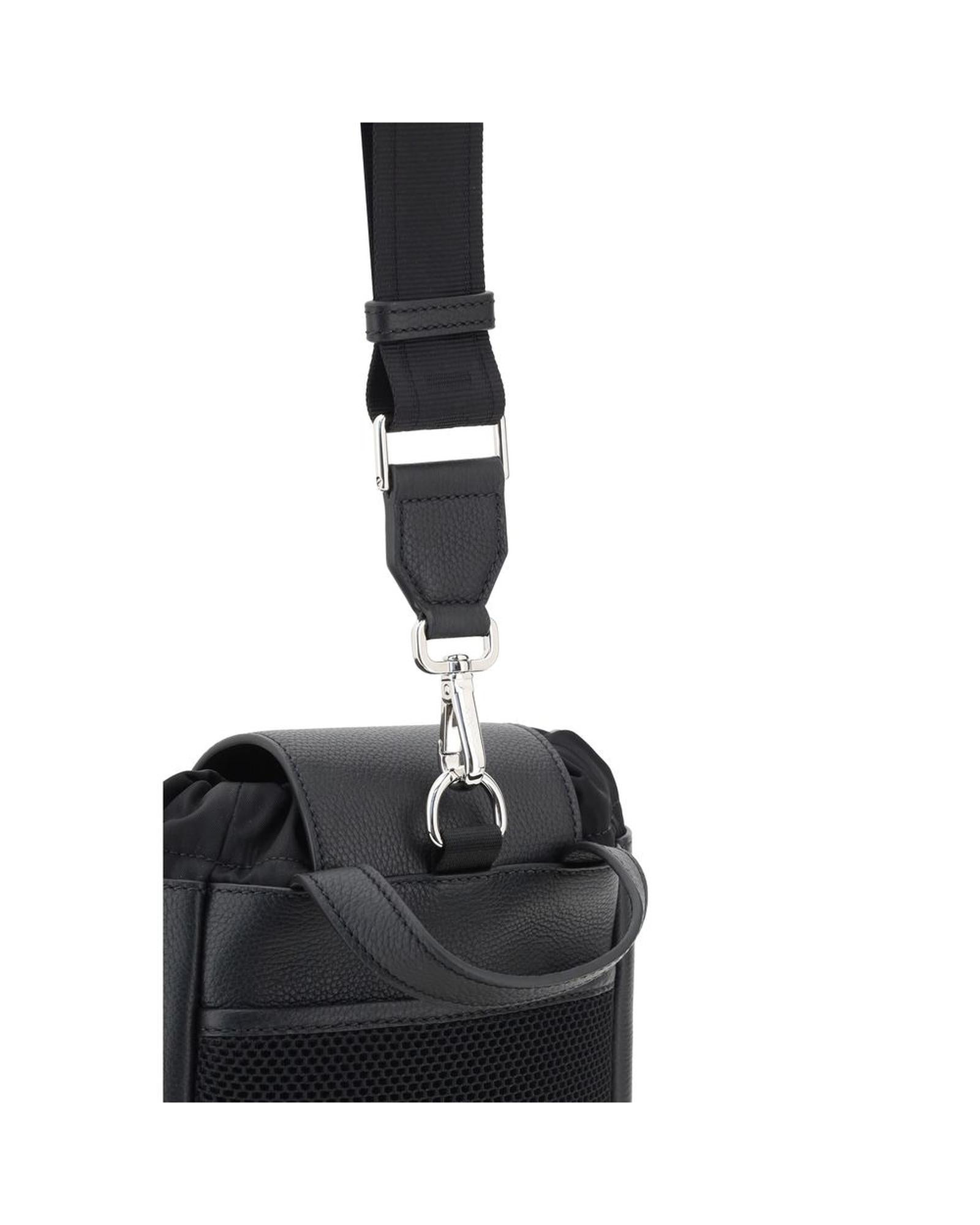 Fendi Roma Leather Bucket Bag Men Black Backpacks
