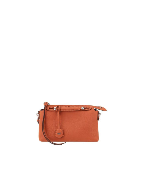 Fendi Refined Leather Shoulder Bag with Customizable Pendant and Versatile Strap Women Orange
