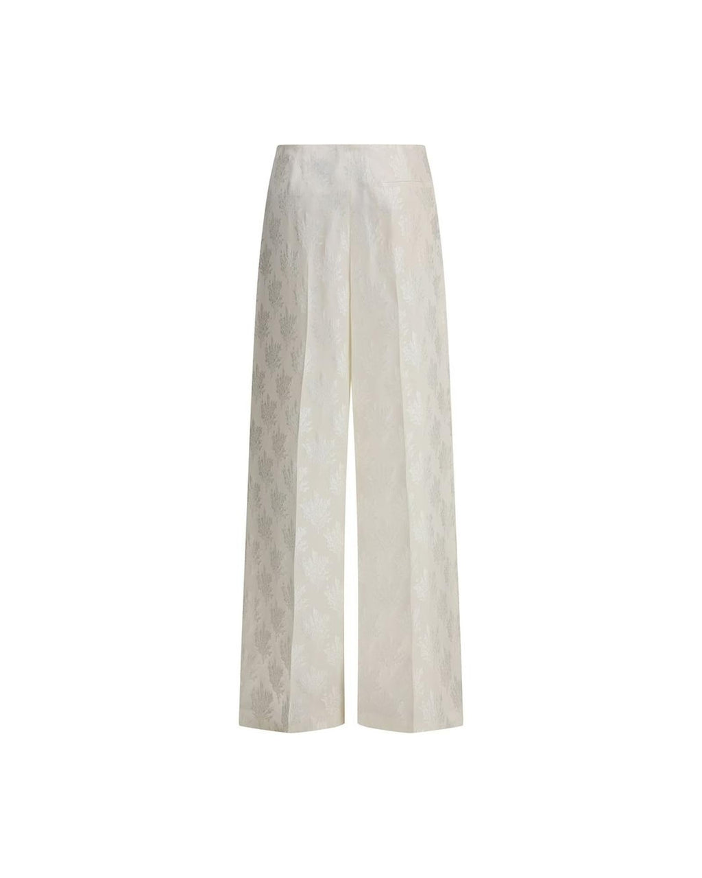 Fendi Floral Jacquard Wide Leg Pants Women Cream