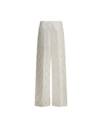 Fendi Floral Jacquard Wide Leg Pants Women Cream