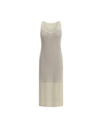 Fendi Knit Midi Dress Sleeveless Women White Dresses