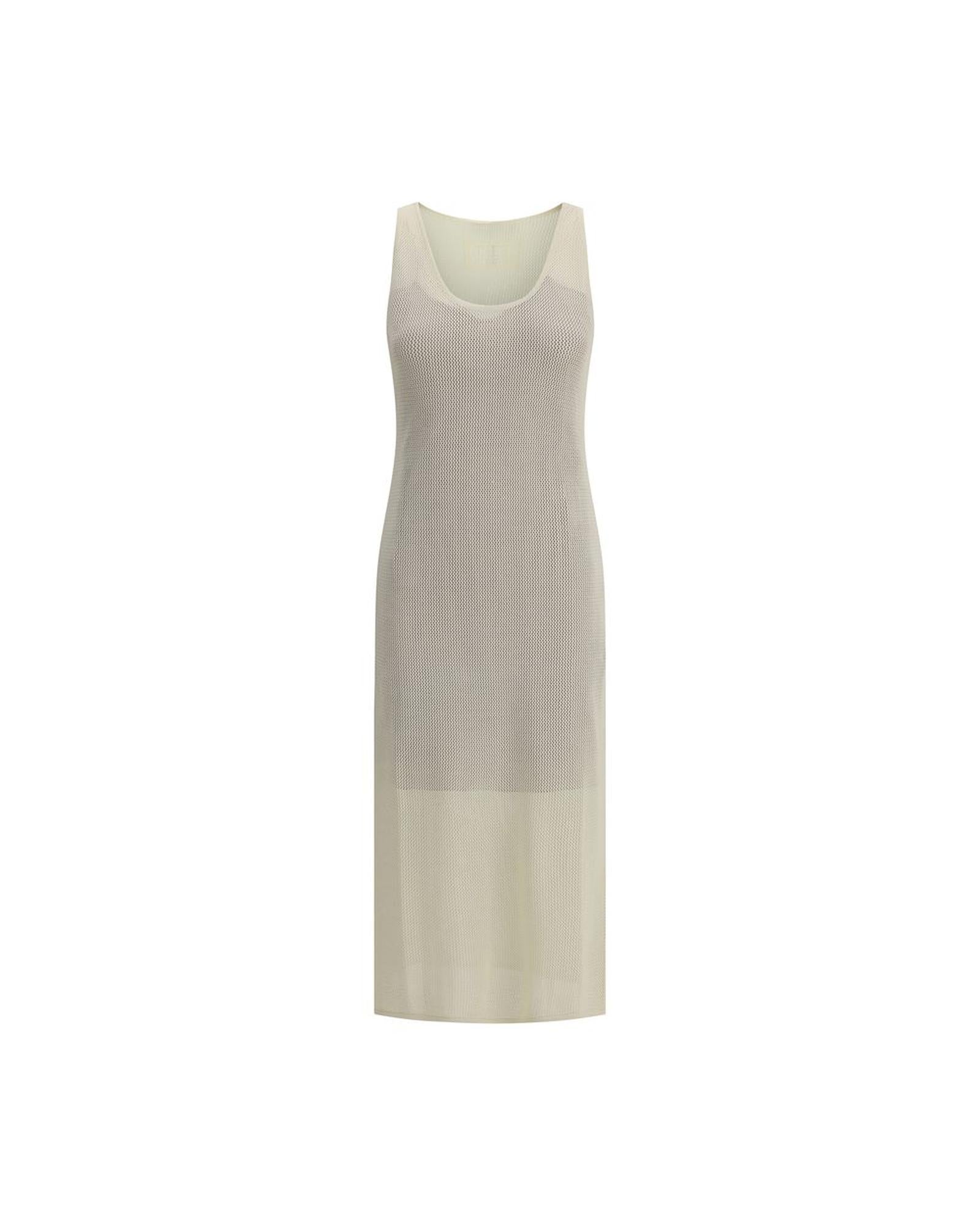 Fendi Knit Midi Dress Sleeveless Women White Dresses