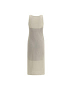 Fendi Knit Midi Dress Sleeveless Women White Dresses