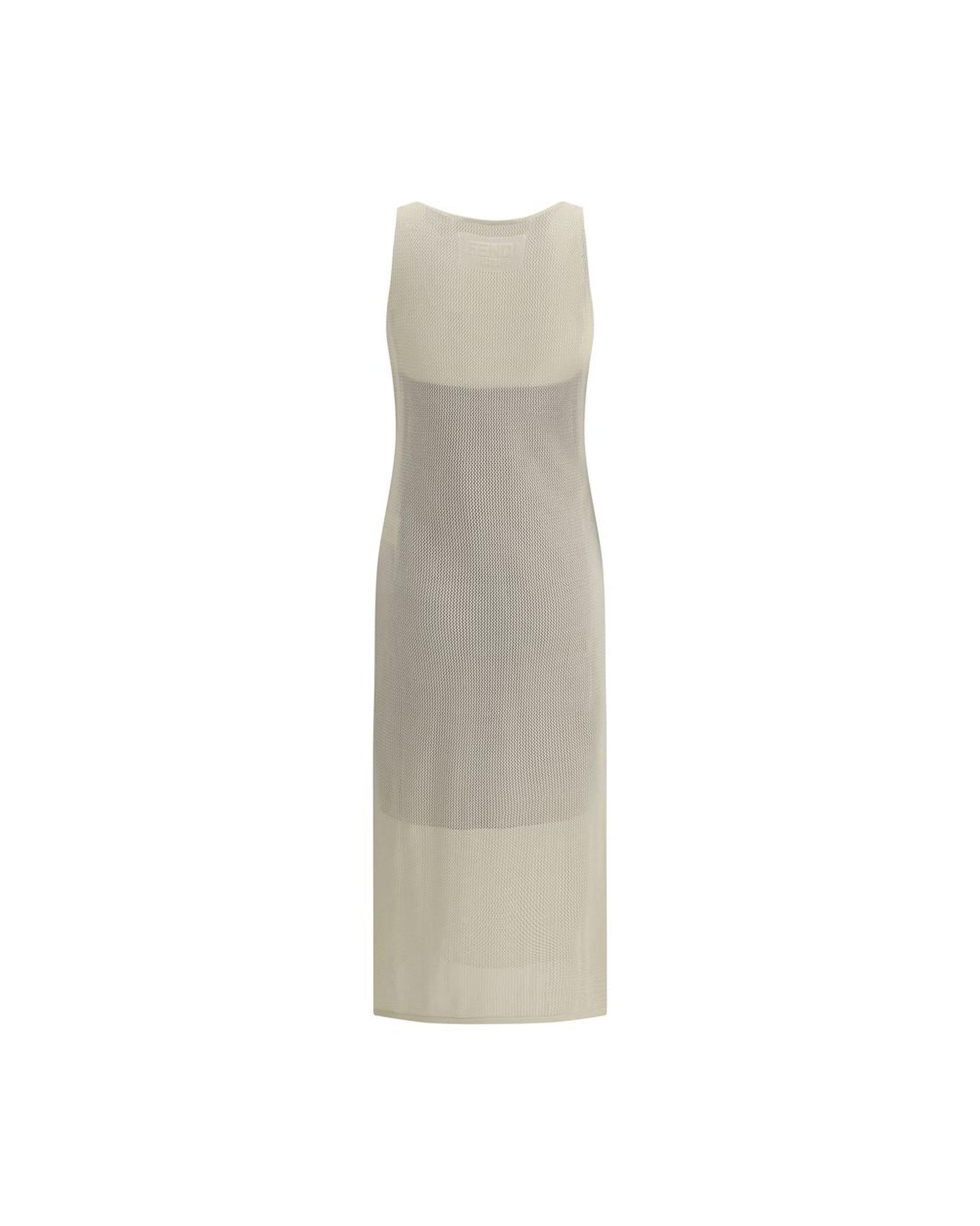 Fendi Knit Midi Dress Sleeveless Women White Dresses