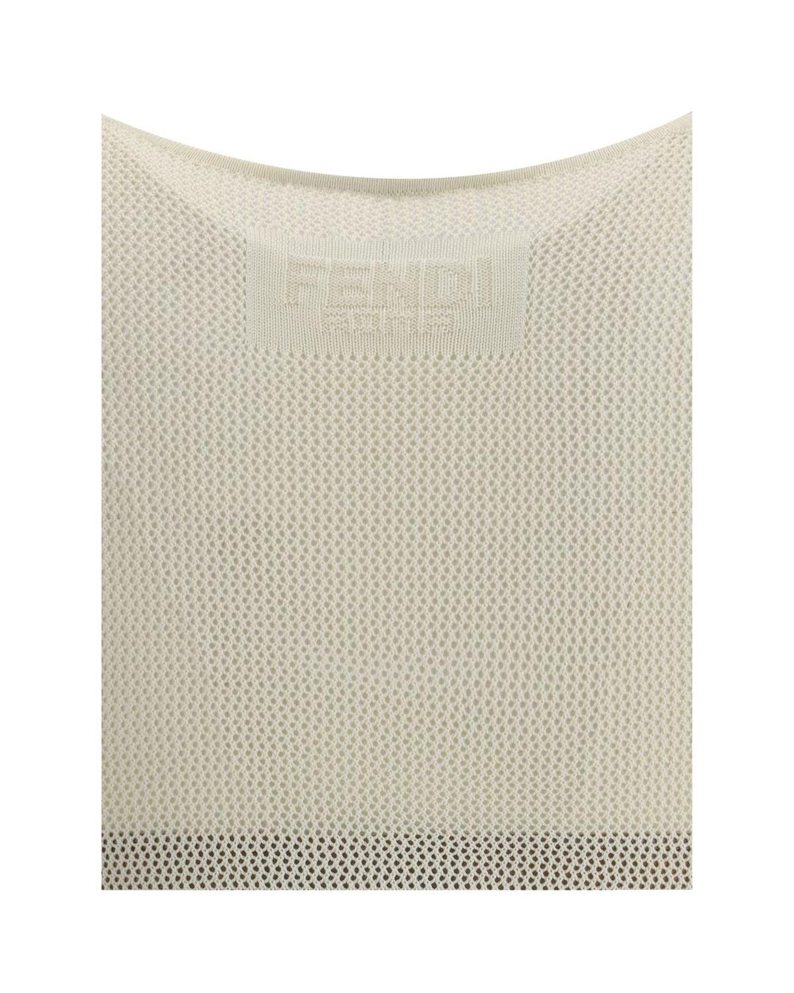 Fendi Knit Midi Dress Sleeveless Women White Dresses