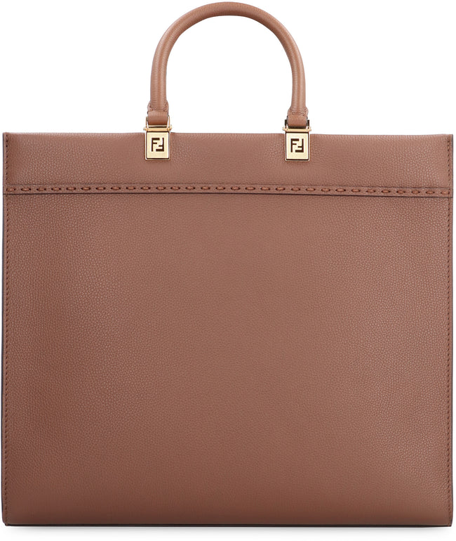 FENDI SUNSHINE CALFSKIN LEATHER MEDIUM SHOPPER TOTE BAG