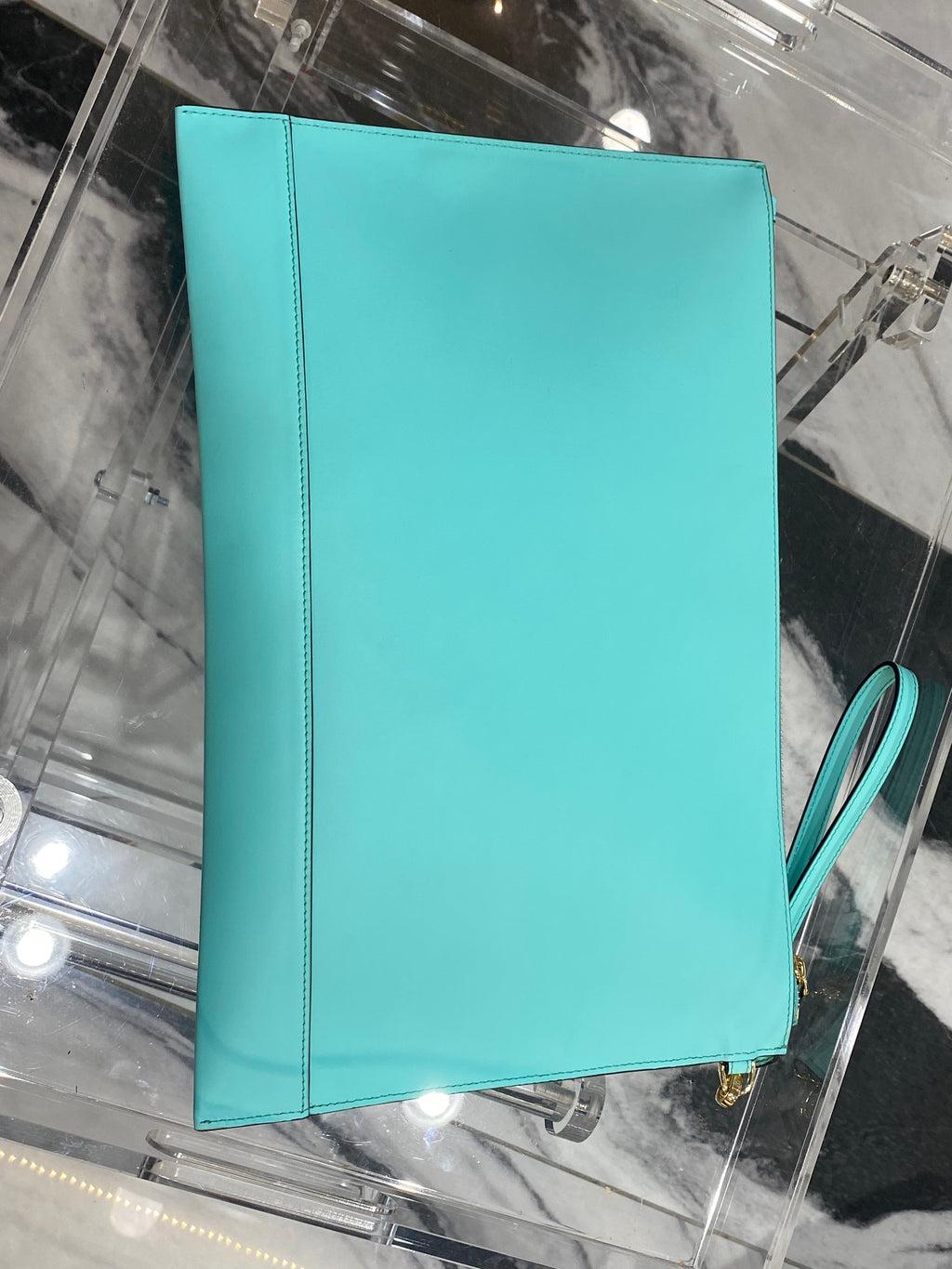 FENDI ROMA EMBOSSED LOGO LARGE POUCH CLUTCH BAG