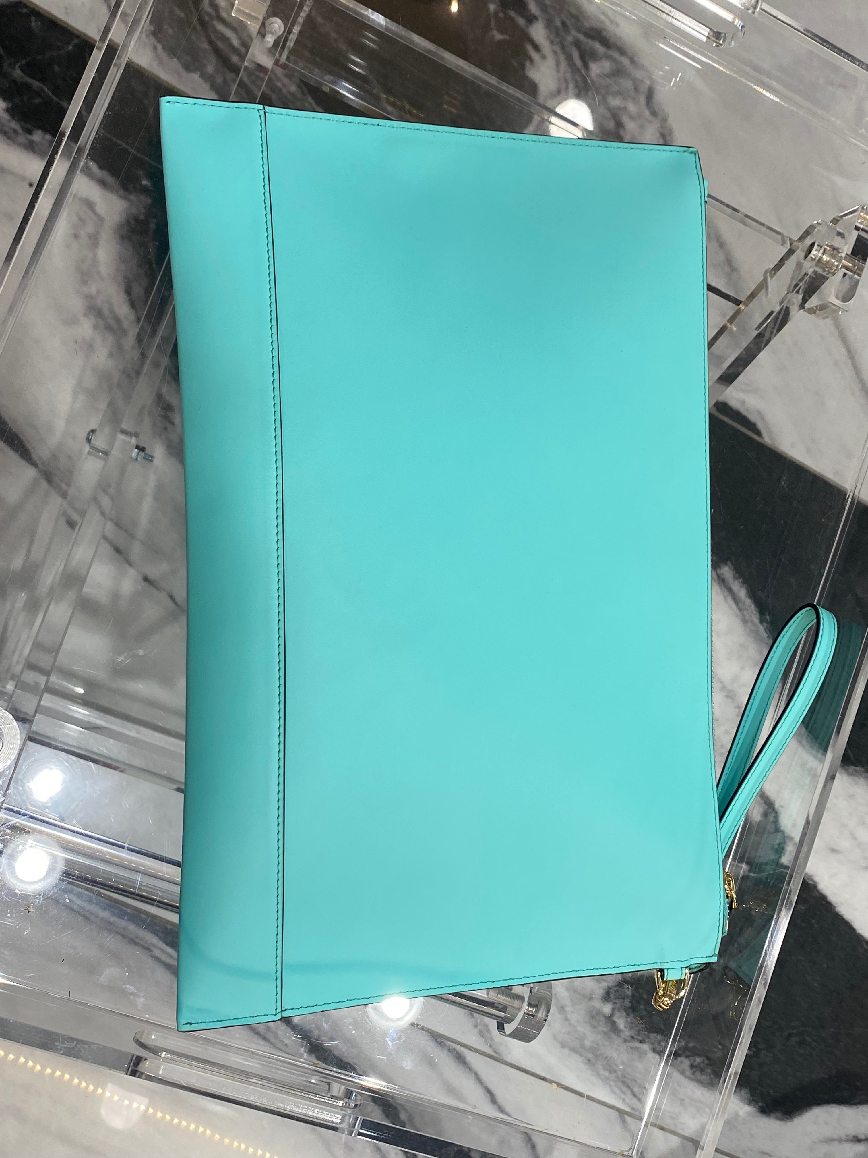FENDI ROMA EMBOSSED LOGO LARGE POUCH CLUTCH BAG