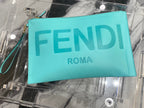 FENDI ROMA EMBOSSED LOGO LARGE POUCH CLUTCH BAG