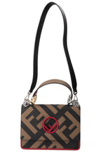FENDI Kan I F Bag Logo Print Beige, Red & Black