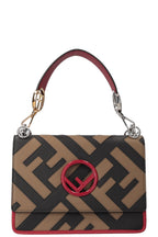 FENDI Kan I F Bag Logo Print Beige, Red & Black