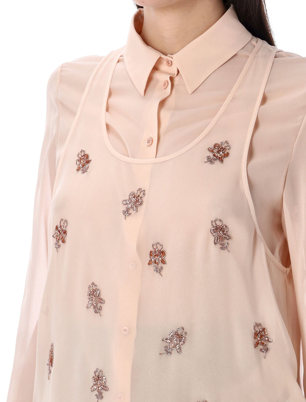 FENDI Double Layer Embroidered Shirt - Size 40