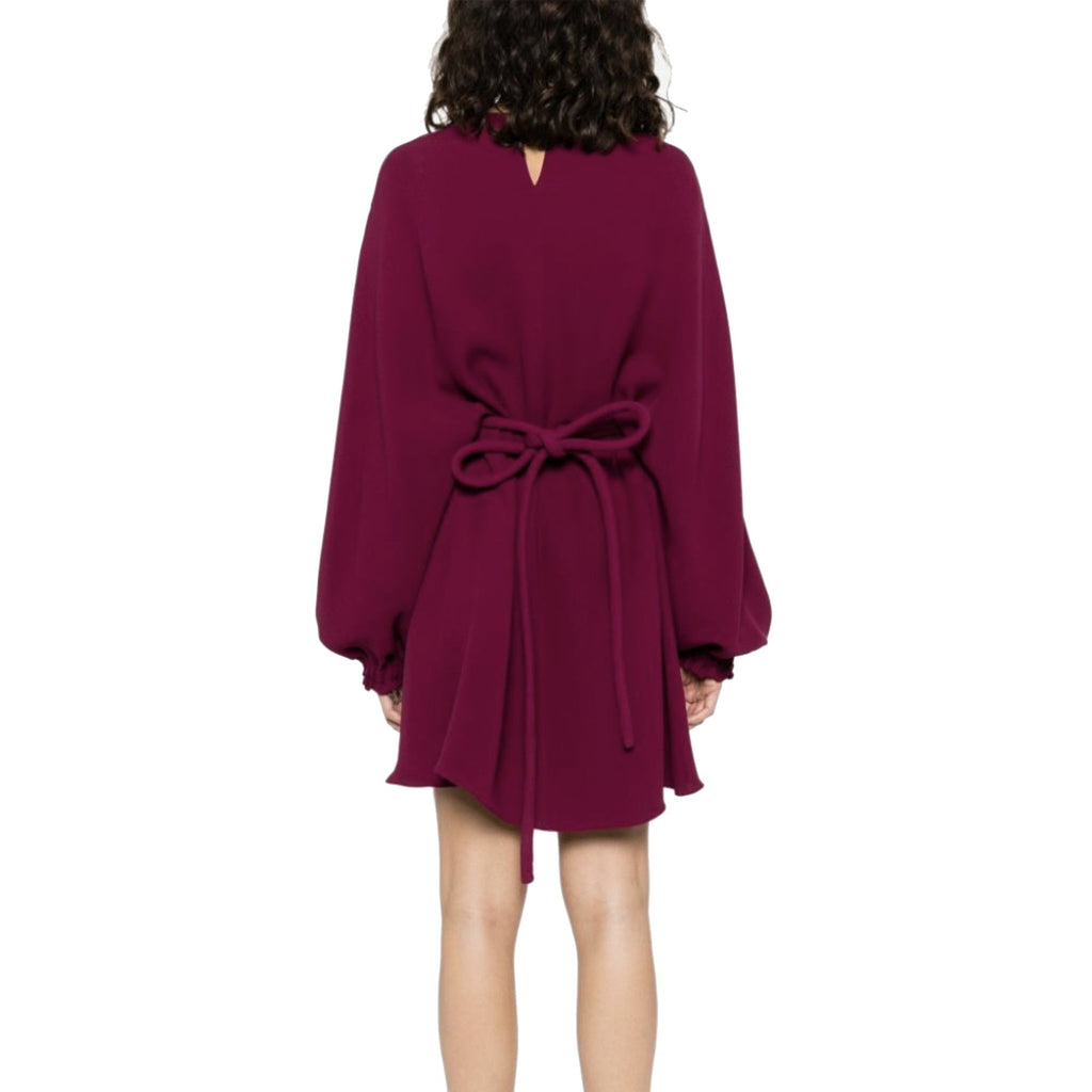 FENDI Silk Mini Dress with Long Sleeves and V Neckline