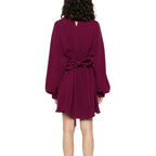 FENDI Silk Mini Dress with Long Sleeves and V Neckline