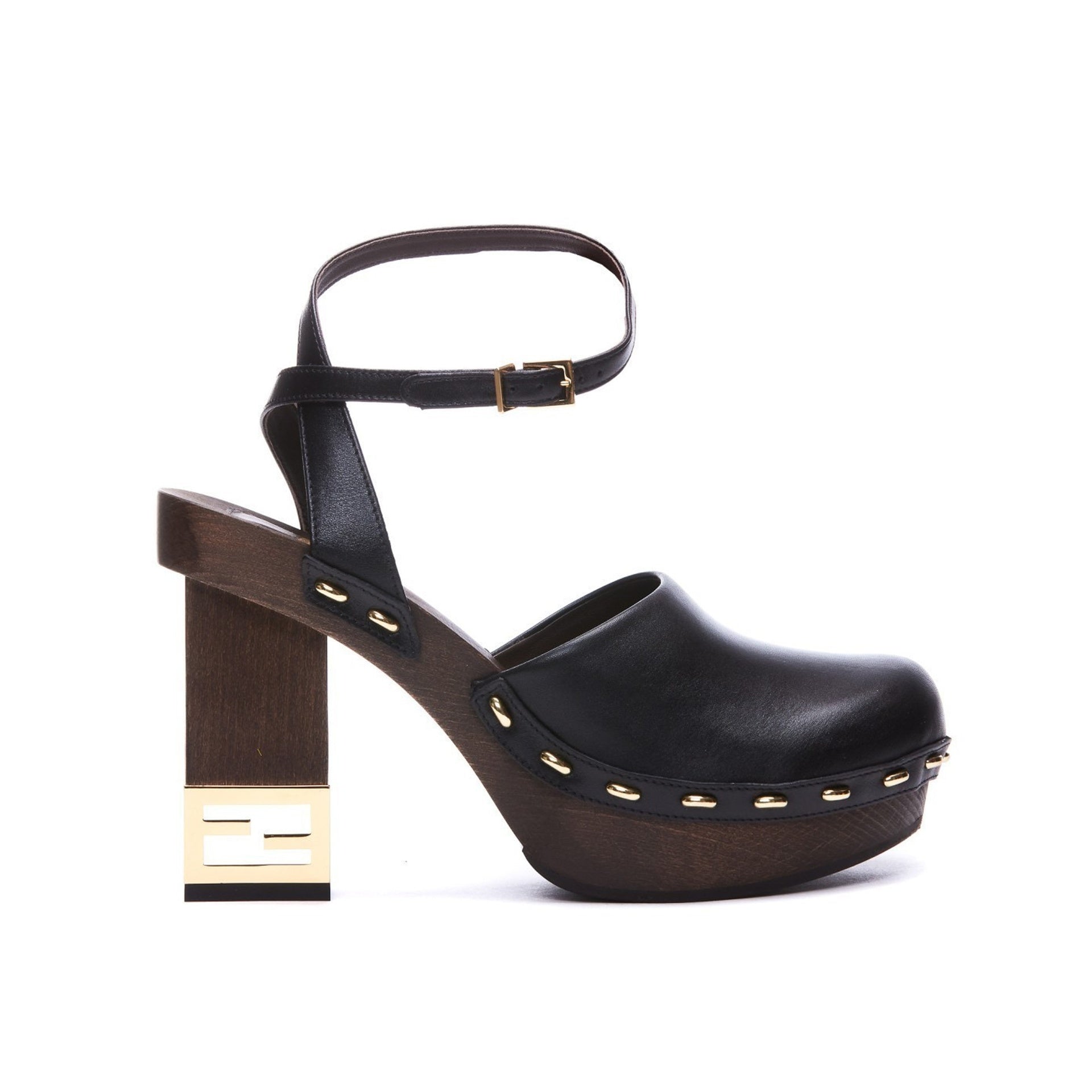 FENDI Decorative Heel Leather Pumps 9.5 cm
