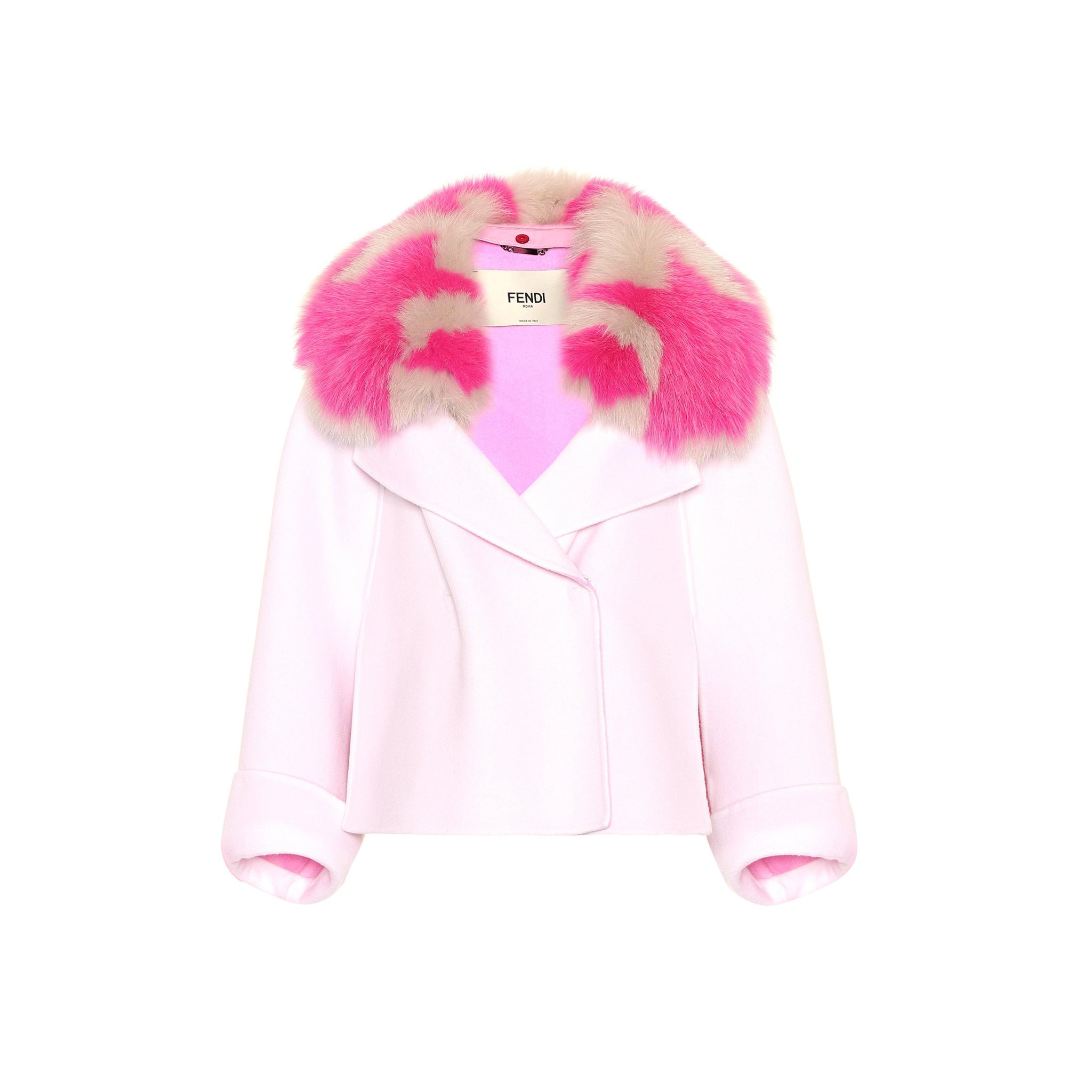 FENDI Fur Collar Cashmere Cape Jacket - Women's