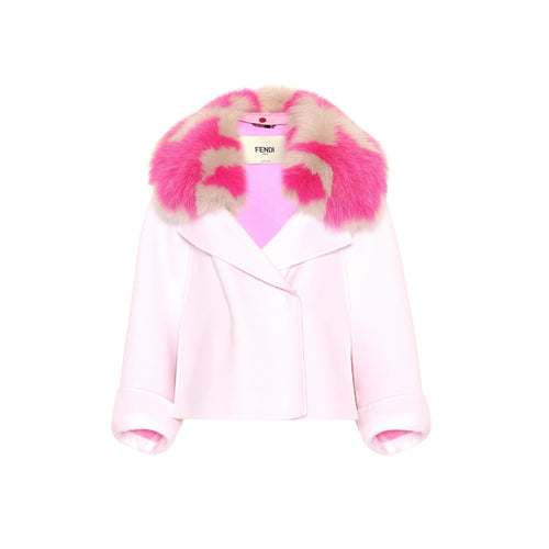 FENDI Fur Collar Cashmere Cape Jacket - Women's