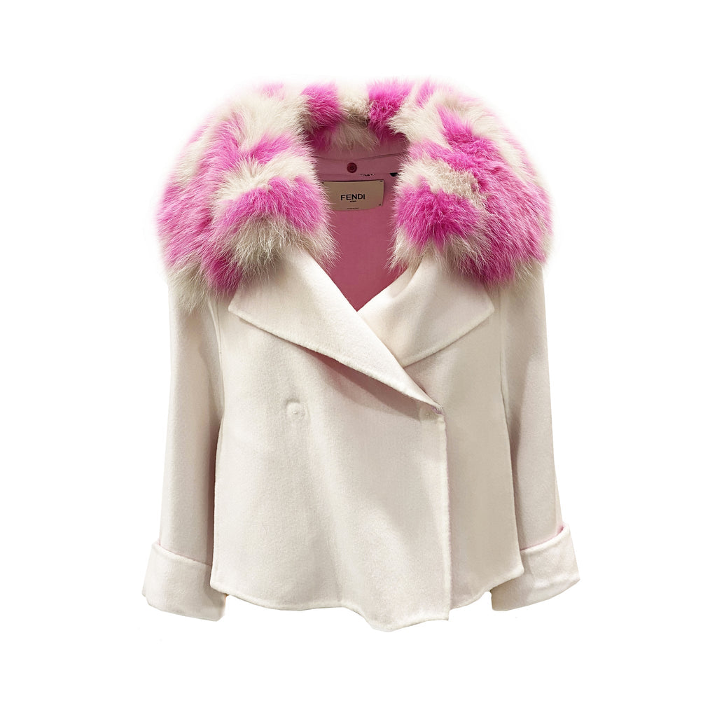 FENDI Fur Collar Cashmere Cape Jacket - Women's