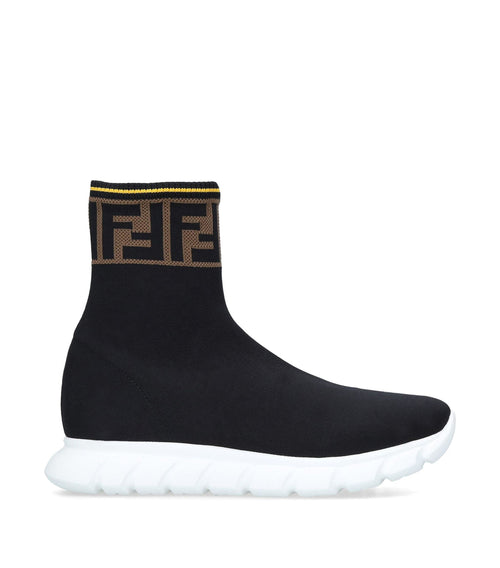 FENDI Stretch Knit Jacquard FF Mania High Top Sock Sneakers