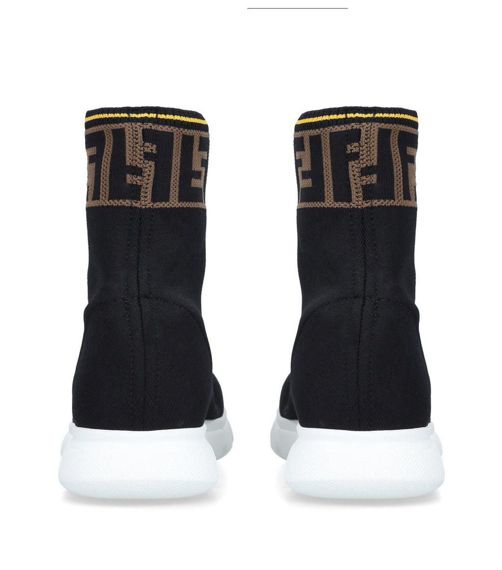 FENDI Stretch Knit Jacquard FF Mania High Top Sock Sneakers