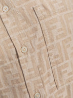 FENDI Cotton Linen Dress with FF Logo - Women's Short Sleeves