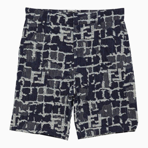 FENDI Embroidered Denim Bermuda Shorts for Men