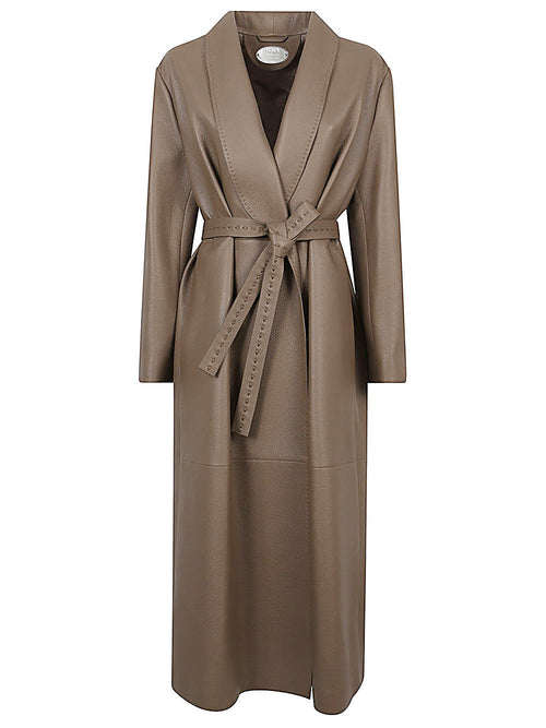 FENDI Long Wrap Coat with Scarf Collar for Women