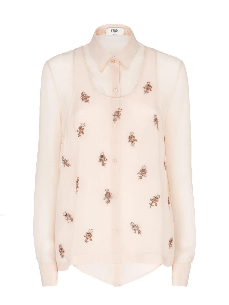 FENDI Silk Georgette Mini Blouse for Women