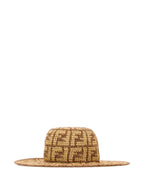 FENDI Hand-Woven Viscose and Cotton Hat with All-Over Motif