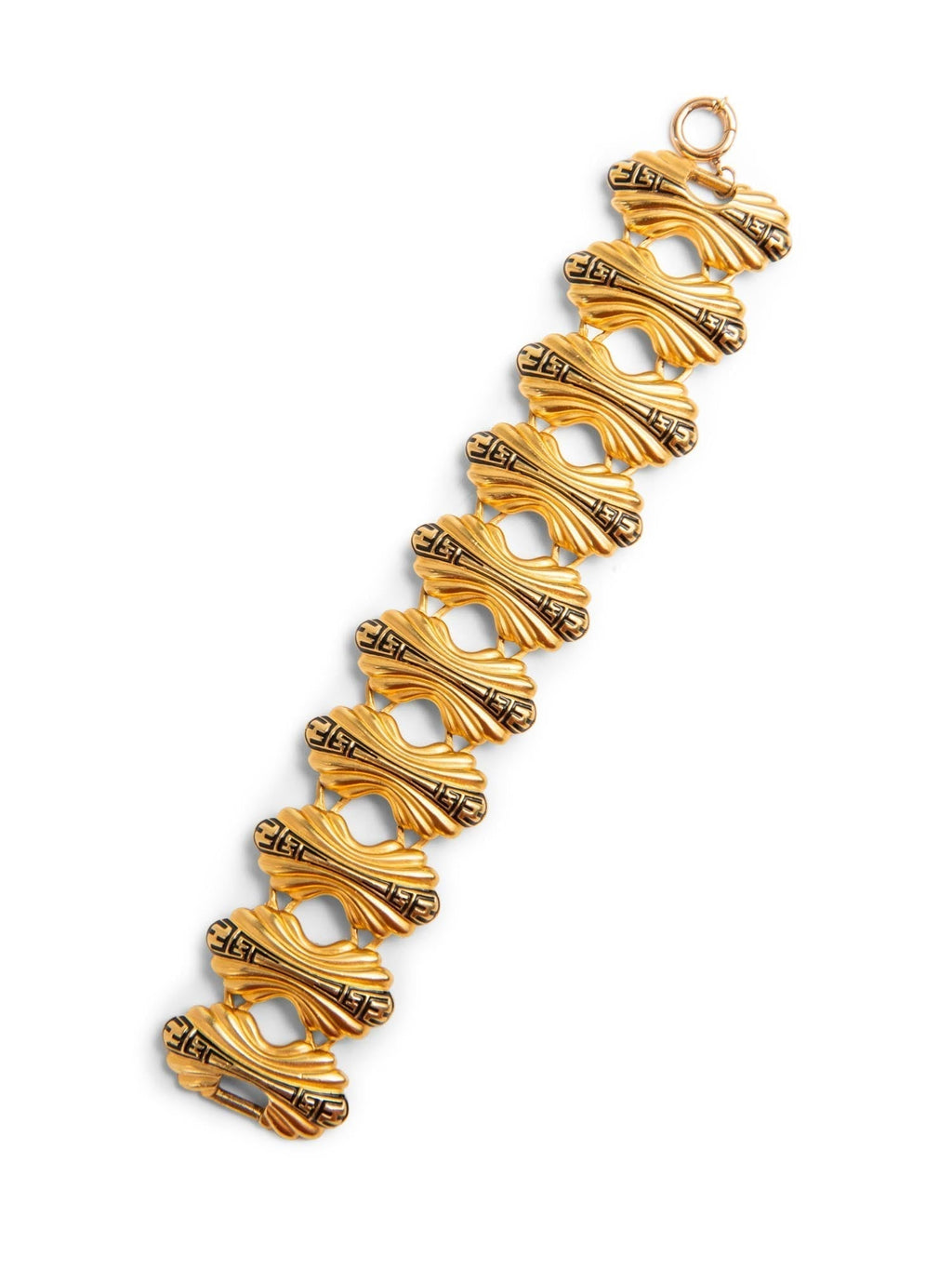 Fendi 24K Gold Plated FF Logo Laurel Leaf Bracelet