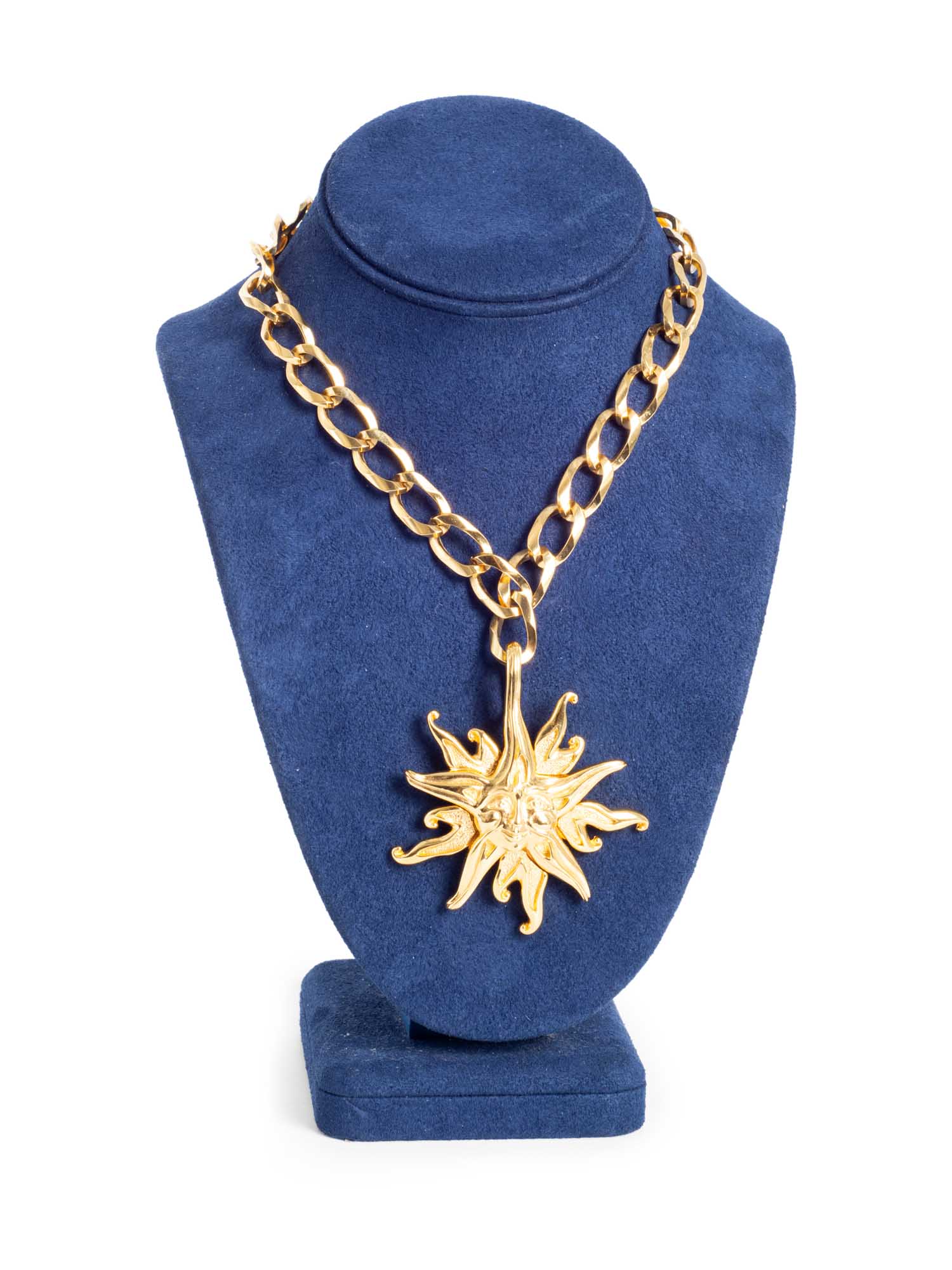 Fendi 24k Gold Plated Sun Face Necklace