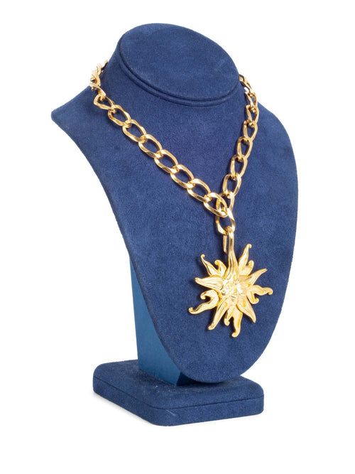 Fendi 24k Gold Plated Sun Face Necklace