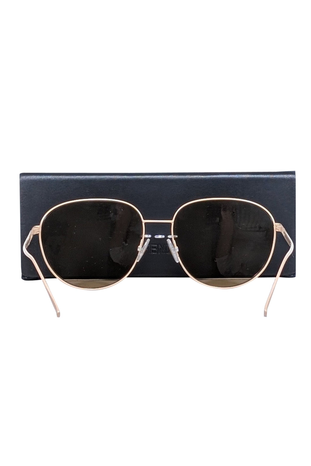 Fendi - Beige Aviator Sunglasses w/ Logo Font Lenses