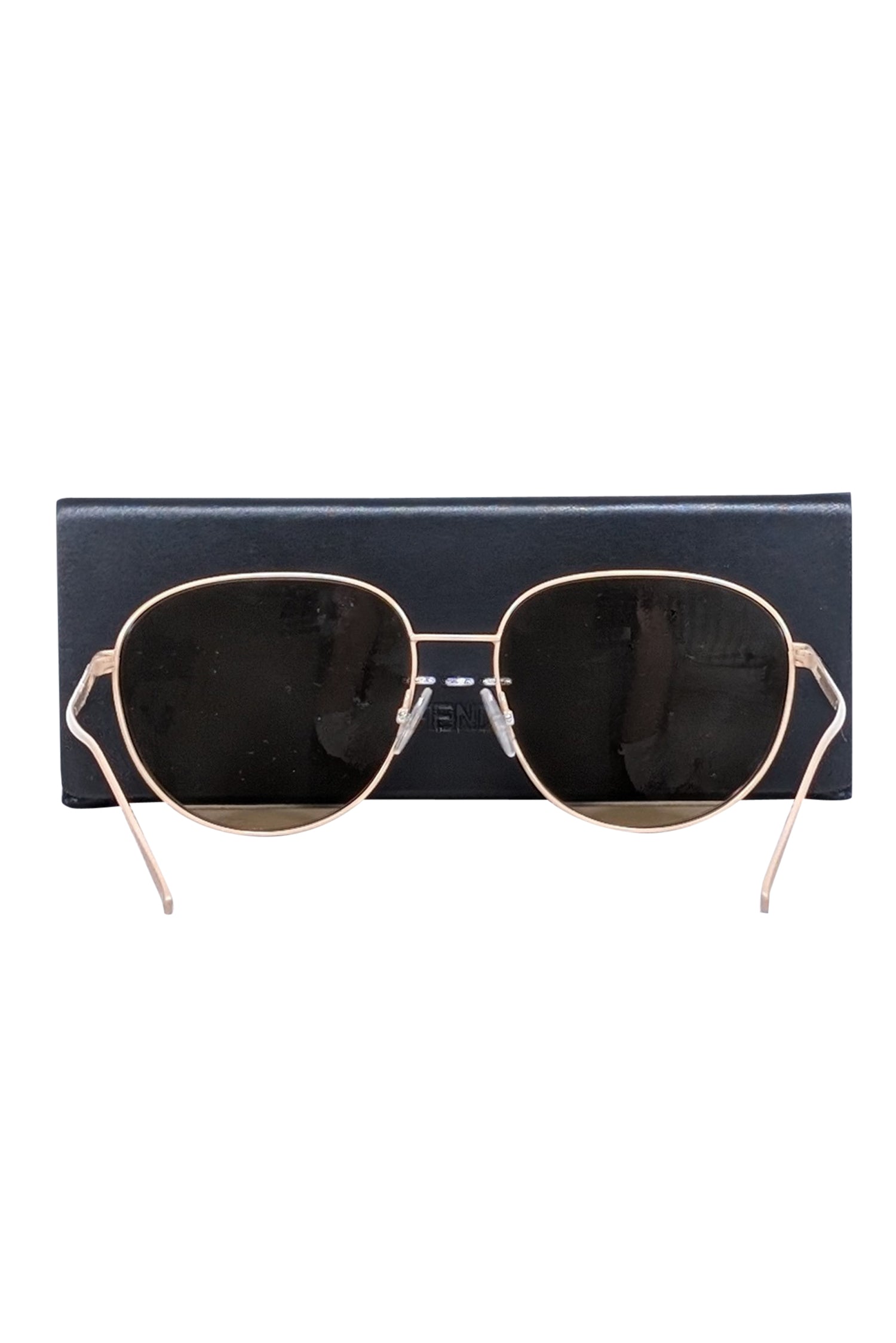 Fendi - Beige Aviator Sunglasses w/ Logo Font Lenses
