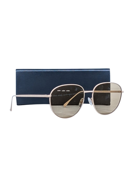 Fendi - Beige Aviator Sunglasses w/ Logo Font Lenses