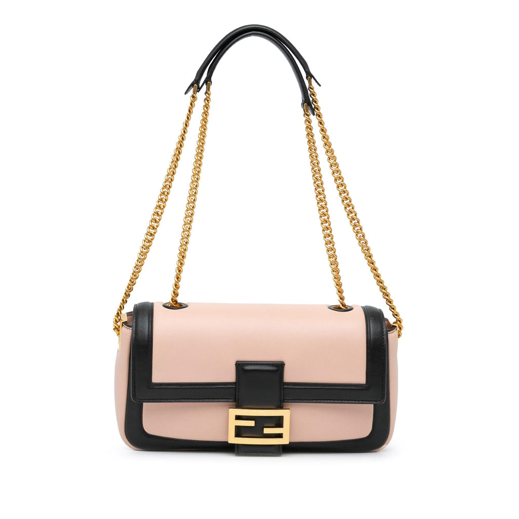 Fendi Bicolor Leather Chain Midi Baguette (SHG-HANO4S)