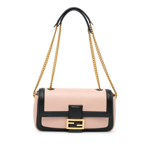 Fendi Bicolor Leather Chain Midi Baguette (SHG-HANO4S)