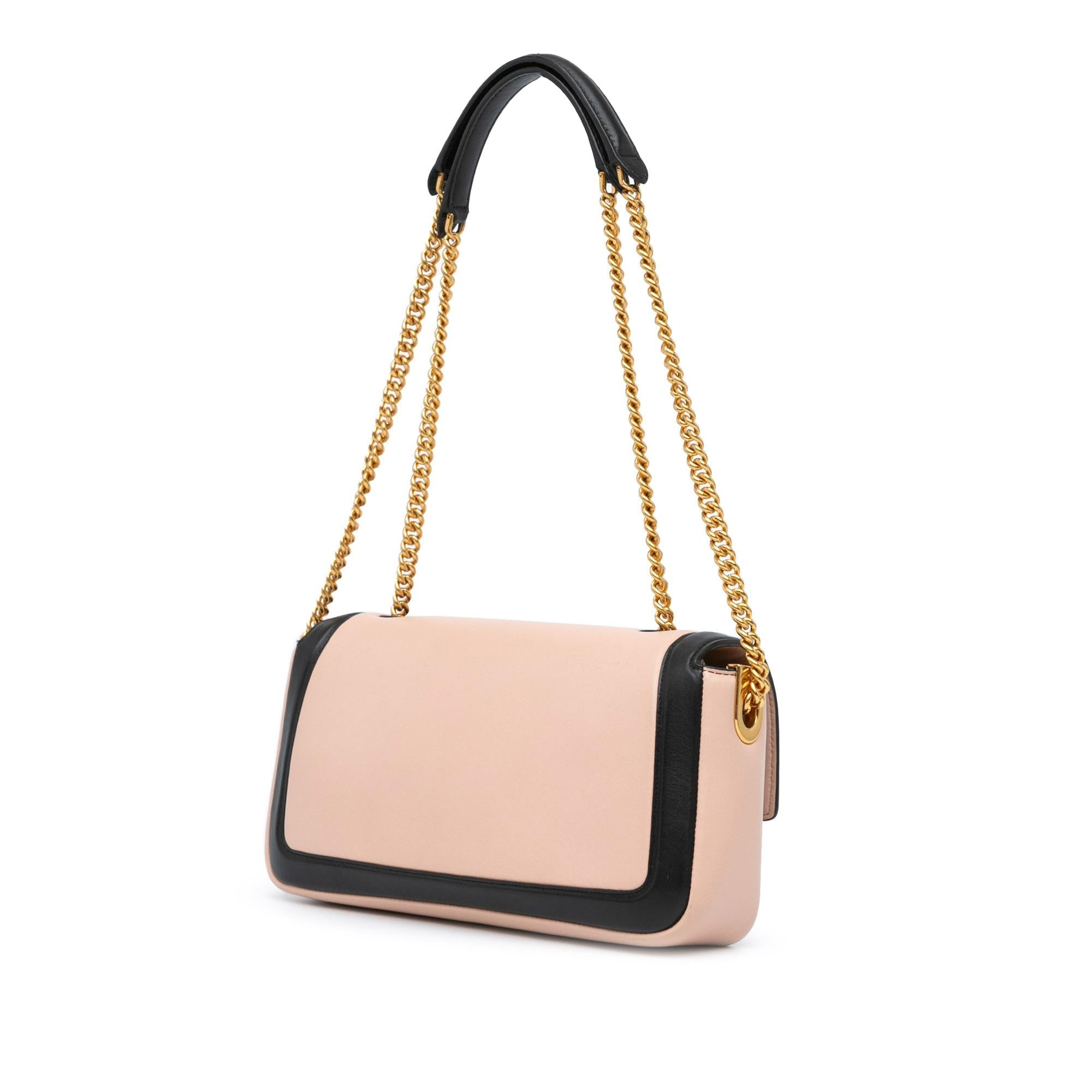 Fendi Bicolor Leather Chain Midi Baguette (SHG-HANO4S)