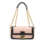 Fendi Bicolor Leather Chain Midi Baguette