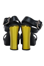 Fendi - Black Leather Open Toe Pumps w/ Gold Heel Sz 6.5