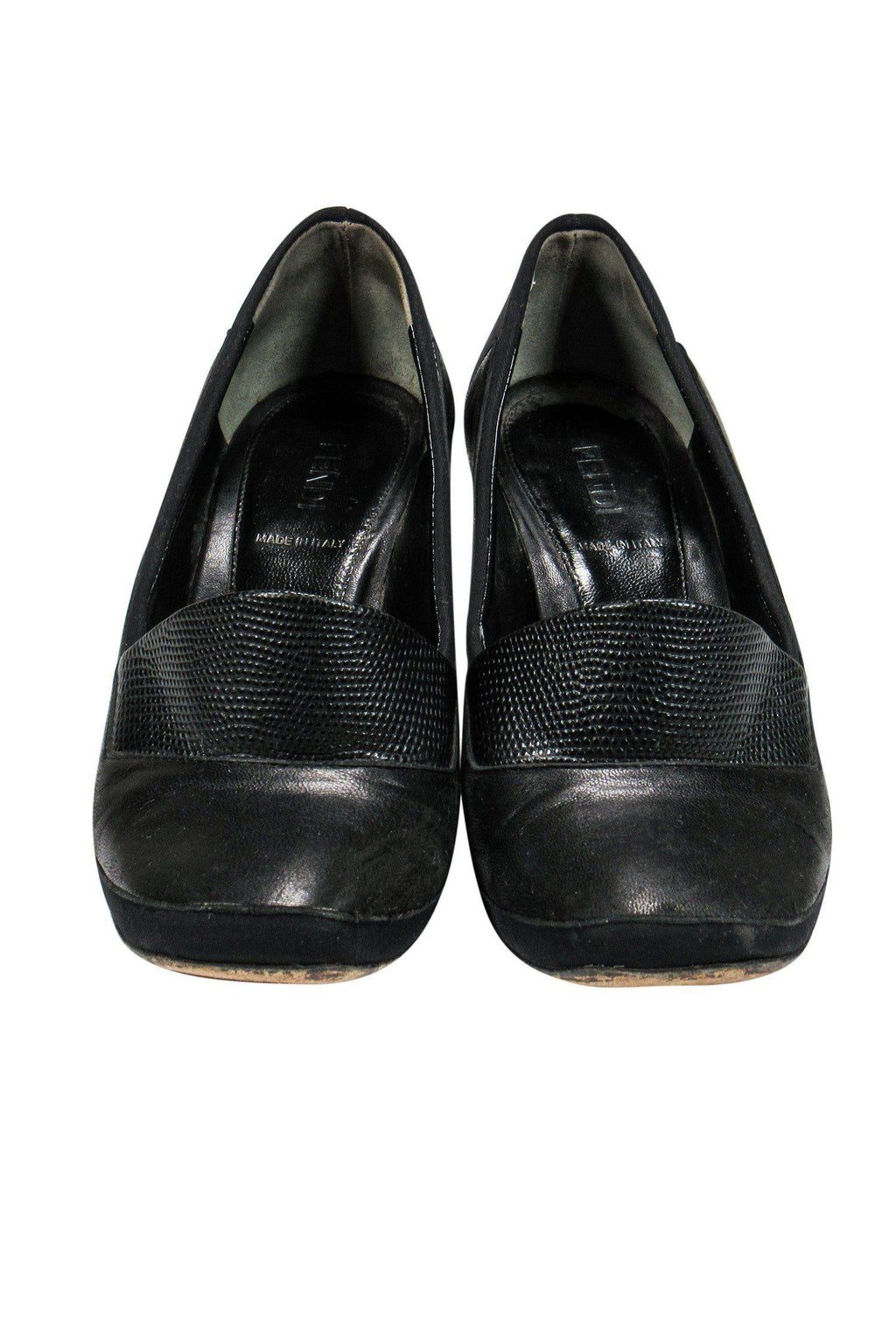 Fendi - Black Loafer-Style Pumps w/ Studded Heel Sz 6