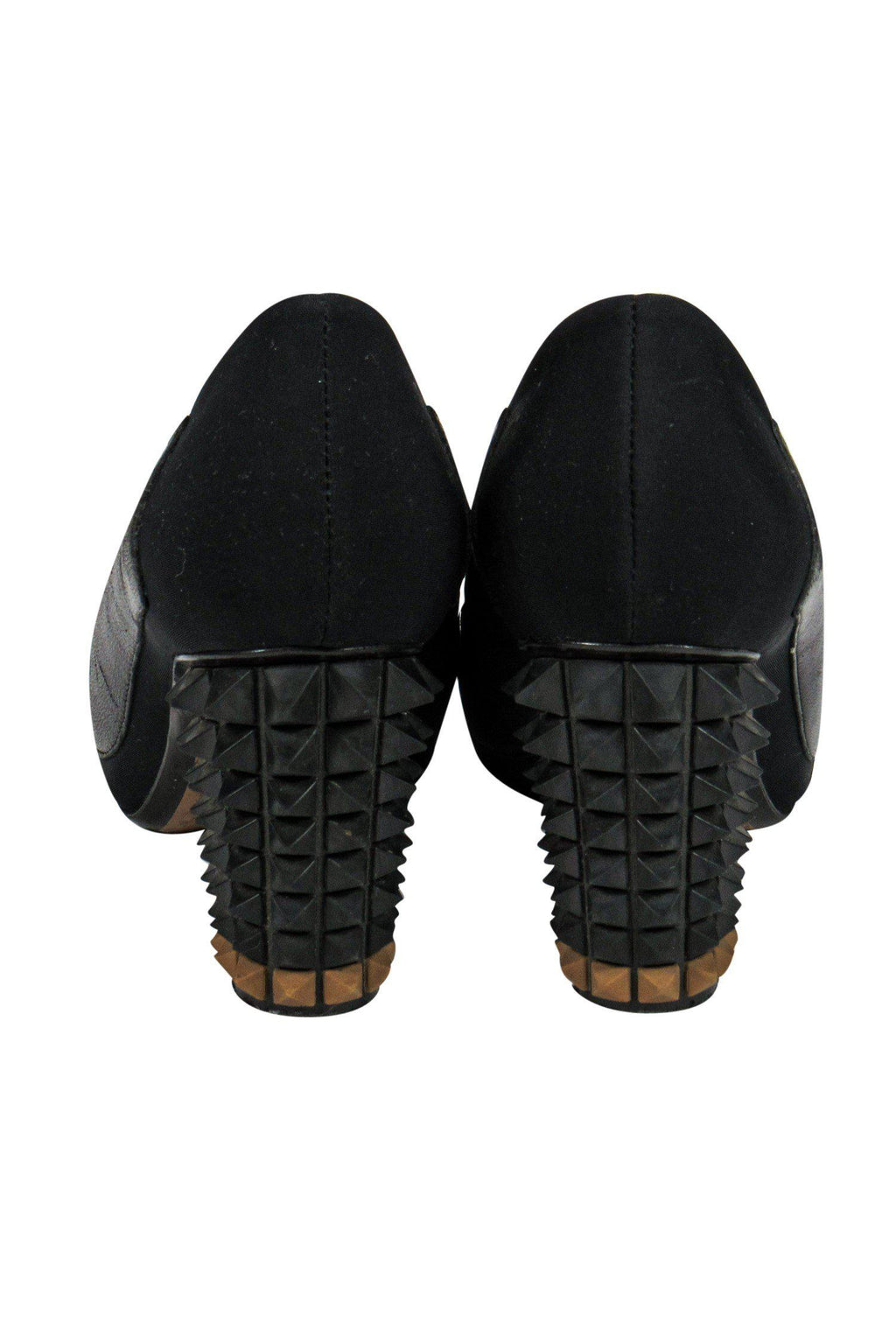 Fendi - Black Loafer-Style Pumps w/ Studded Heel Sz 6
