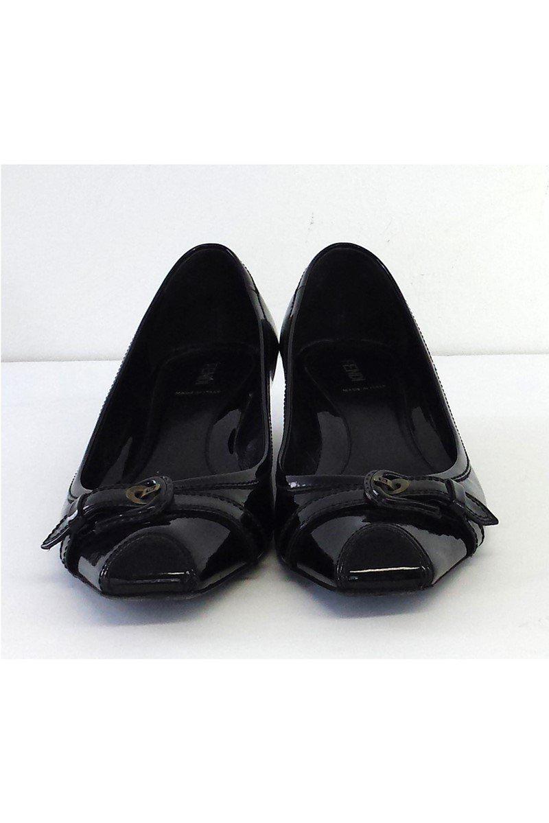 Fendi - Black Patent Leather Kitten Heels Sz 10.5