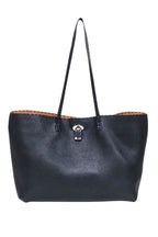 Fendi - Black Pebbled Leather Open Top Tote Bag