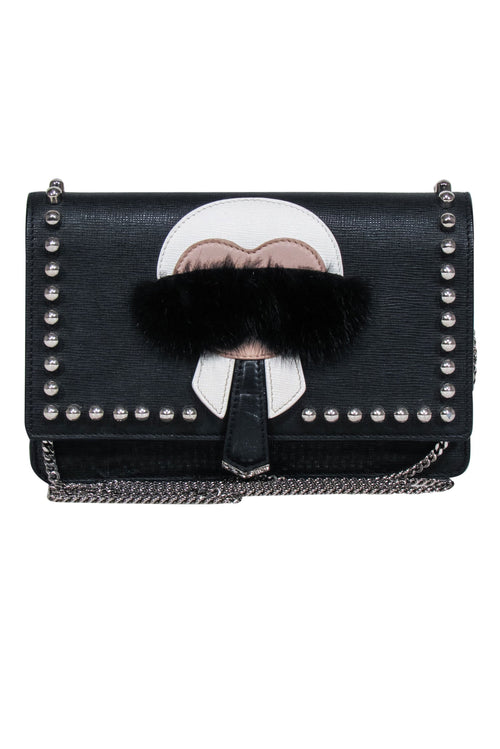 Fendi - Black Saffiano Leather Studded 