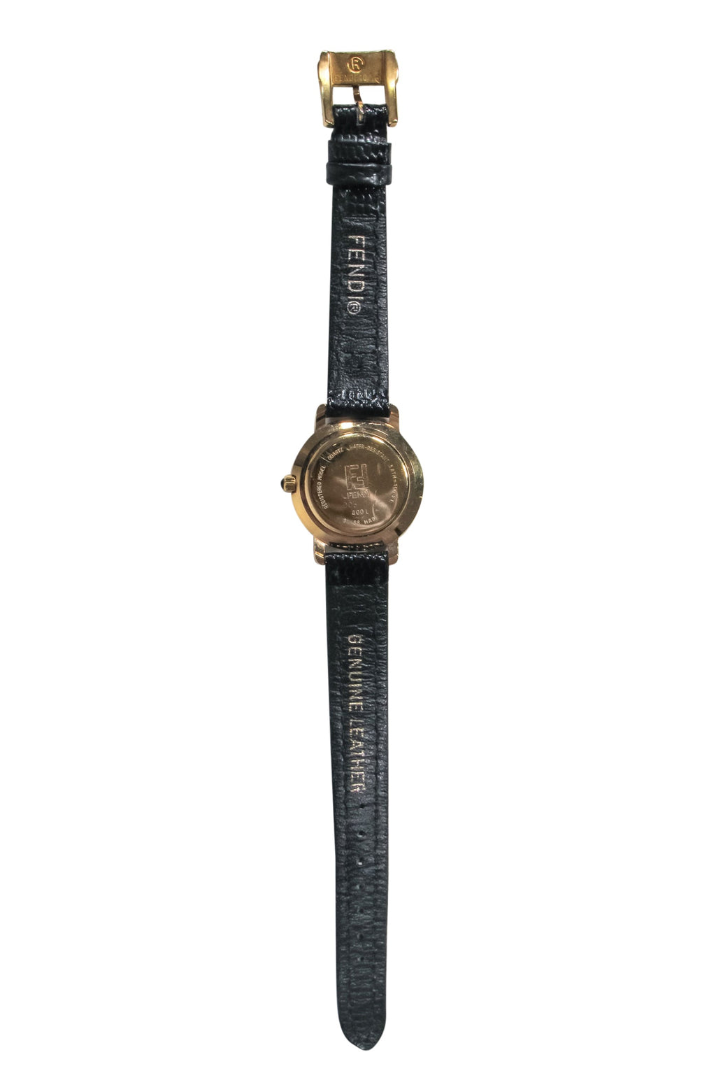Fendi - Black Snakeskin Embossed Leather Watch w/ Gold Trim