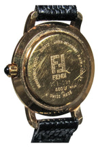 Fendi - Black Snakeskin Embossed Leather Watch w/ Gold Trim